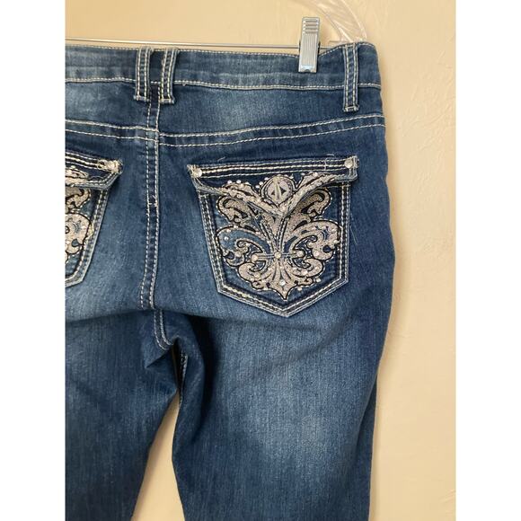 ND Weekend New Direction Women's Cropped Dark Denim Jeans Size 10 Embroidered - Picture 4 of 6